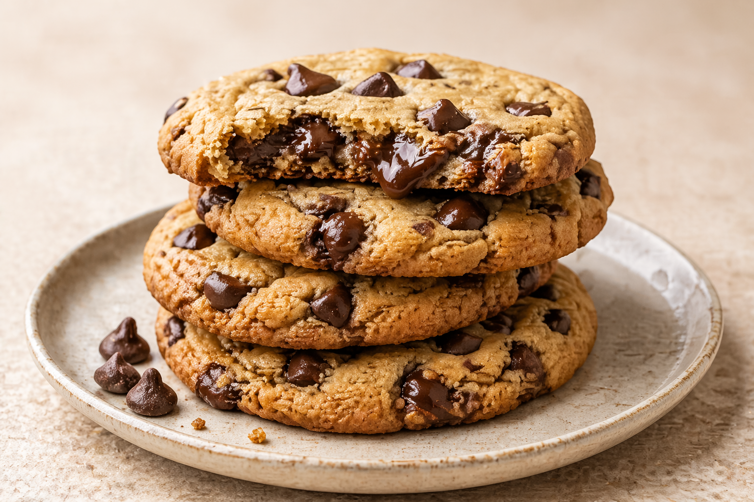 Chocolate Chip Cookies Sweetened with Honey made without refined sugar and sweetened with honey