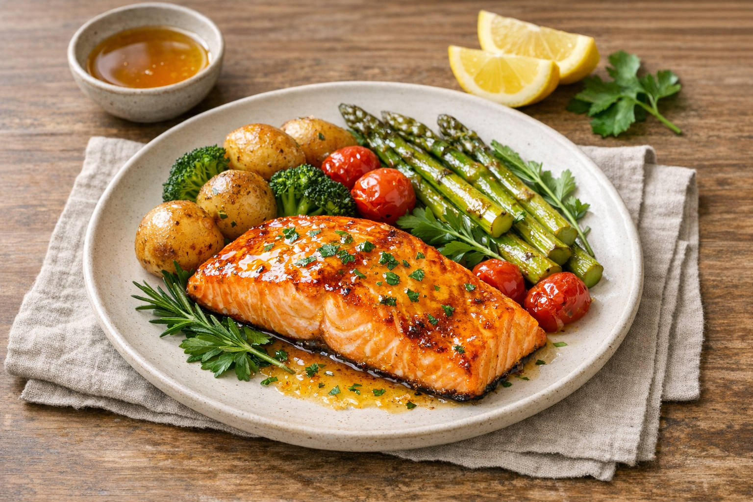Lemon Salmon with Honey Glaze made without refined sugar and sweetened with honey
