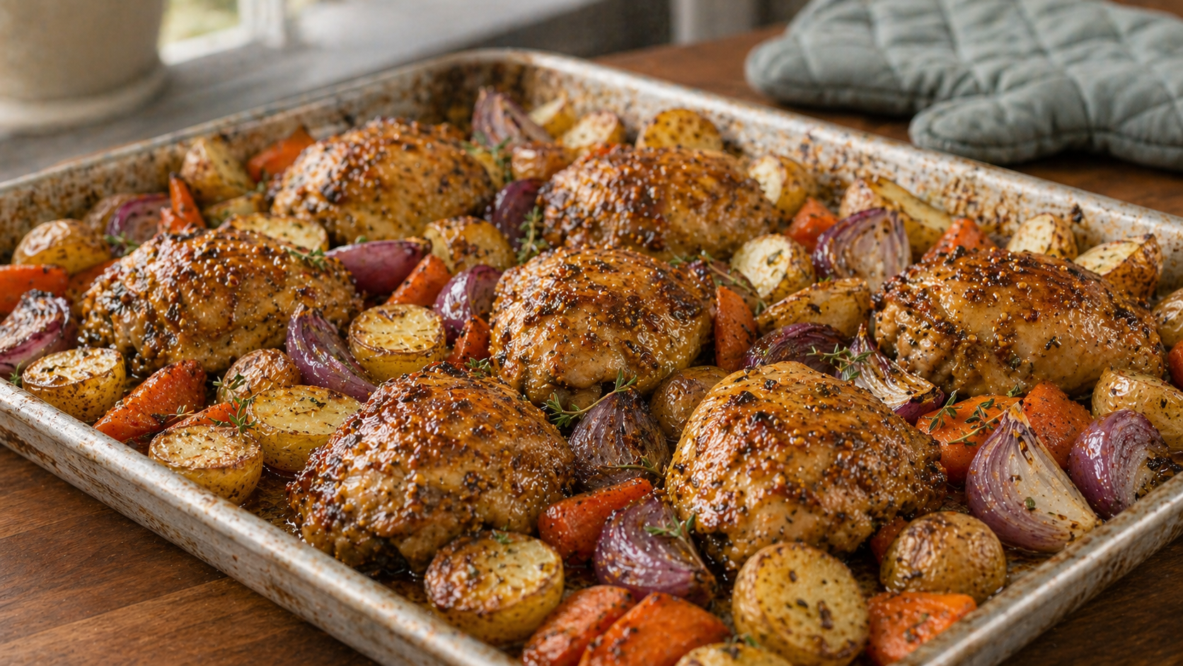 Honey Mustard Chicken Tray Bake Without Refined Sugar recipe photo