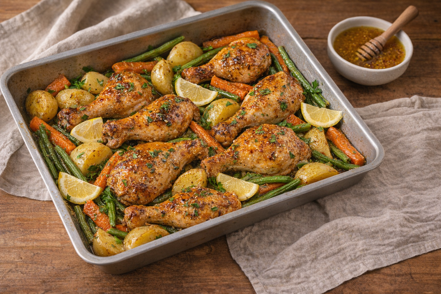 Honey Mustard Chicken Tray Bake Without Refined Sugar recipe photo
