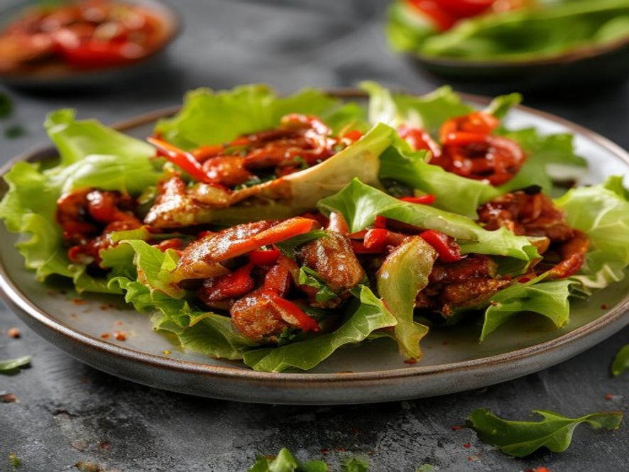 Chili Chicken Lettuce Cups with Honey made without refined sugar and sweetened with honey