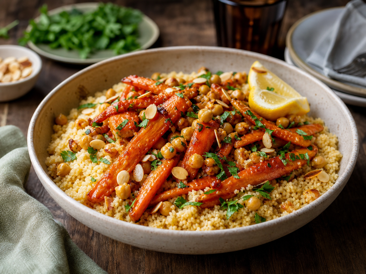 Harissa Carrot Couscous with Honey recipe photo