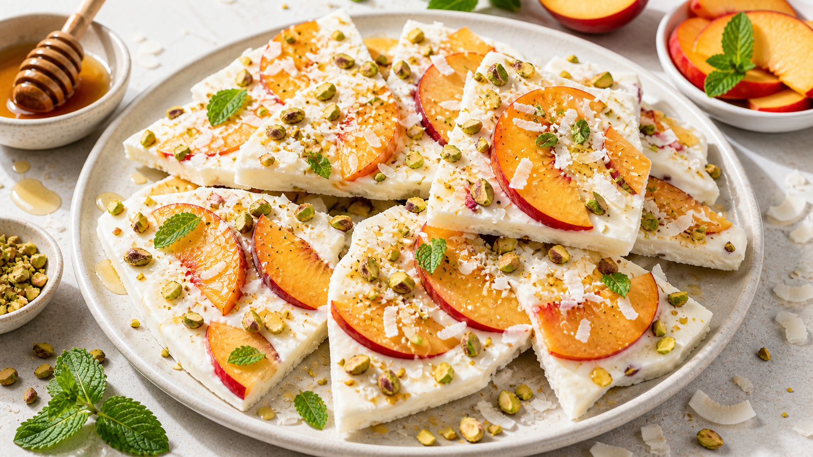 Nectarine Frozen Yogurt Bark with Honey