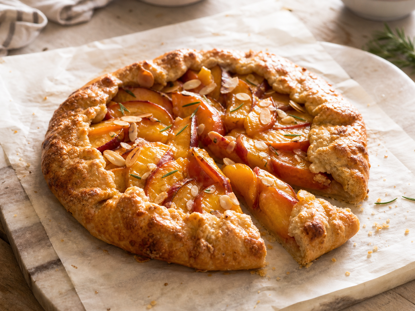 Rosemary Peach Galette with Honey